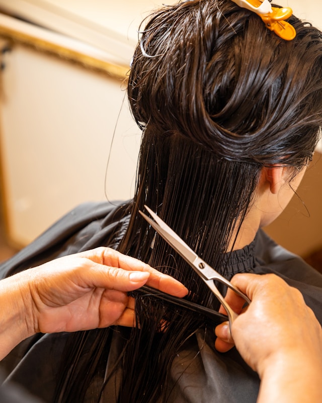 Professional haircut and styling